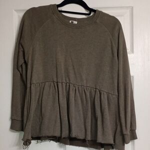 Casual Olive Green Peplum Sweater